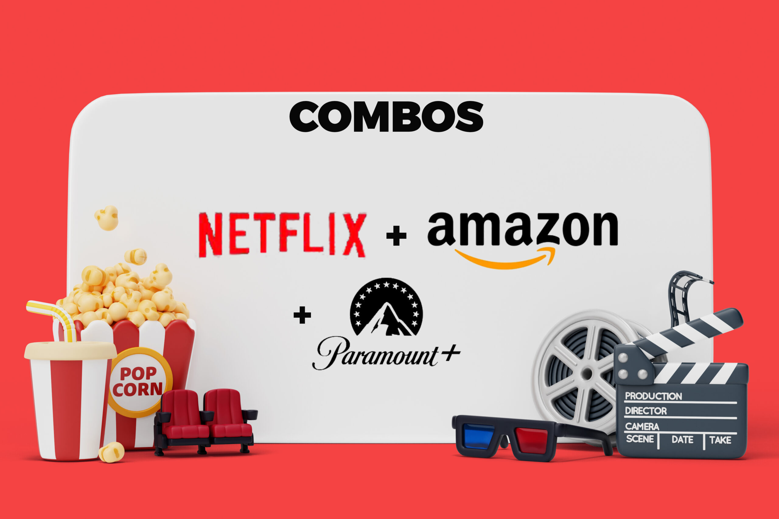 Combo Netflix + Amazon Prime Video + Paramount+