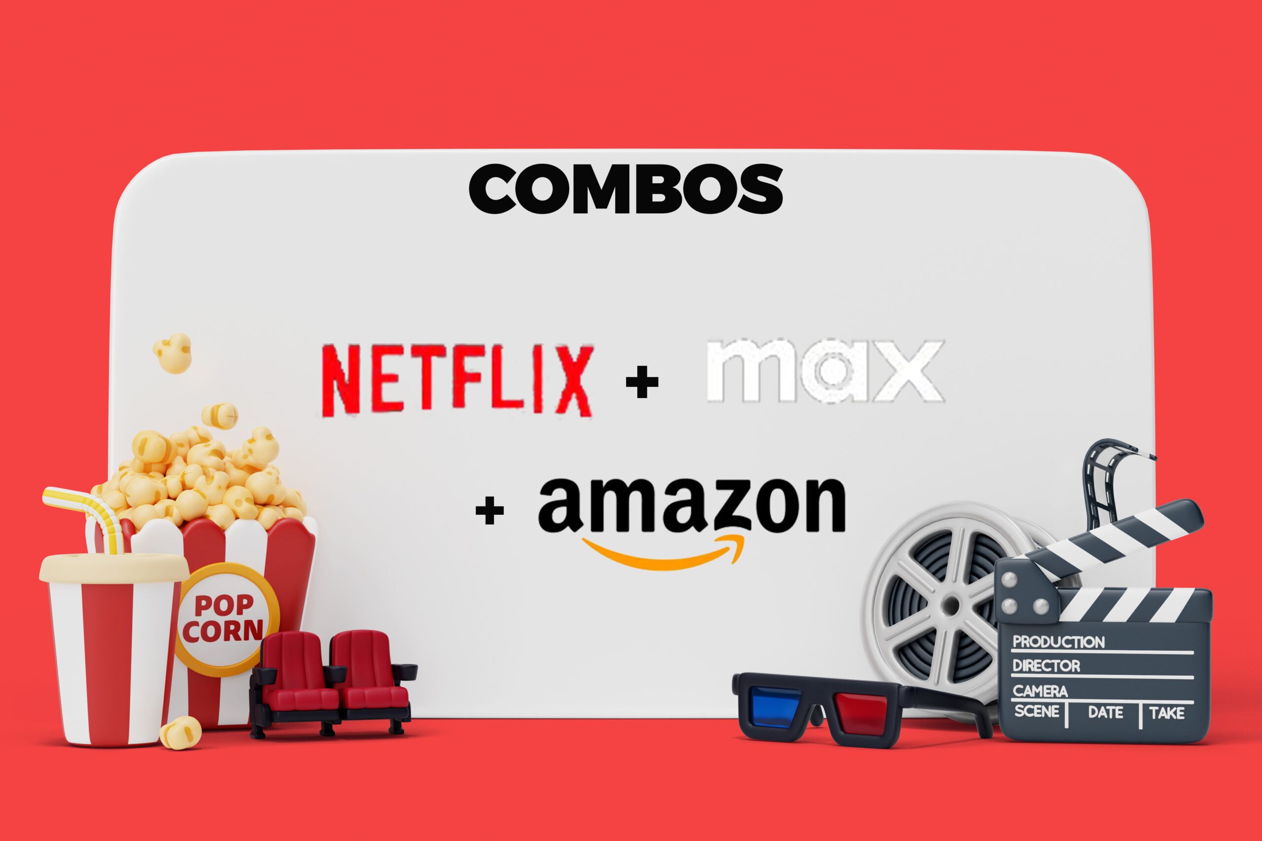 Combo Netflix + HBO Max + Amazon Prime Video